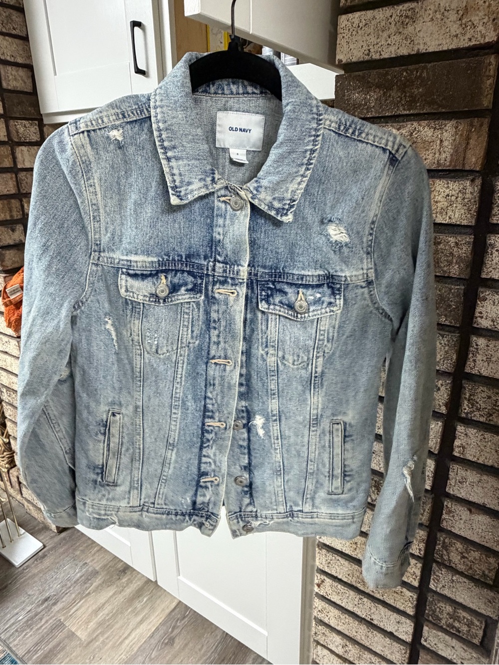 Old Navy Distressed Light Blue Denim Jacket